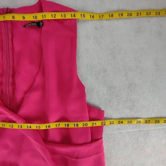 Boohoo Plus Hot Pink Sleeveless Draped Wrap Midi Dress V Neck Women's Size 20 - Picture 9 of 12